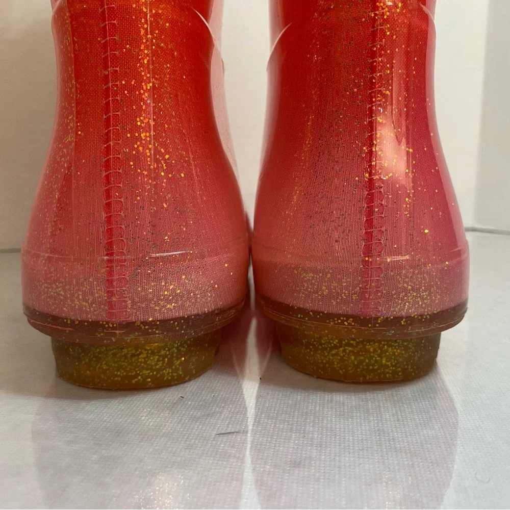 Cat & Jack Glitter Ombre Rain Boots Pink Yellow Size 2 Girls